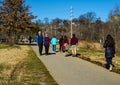 Early Morning Walkers, Runners, Joggers and Bikers on the Roanoke River Greenway Royalty Free Stock Photo